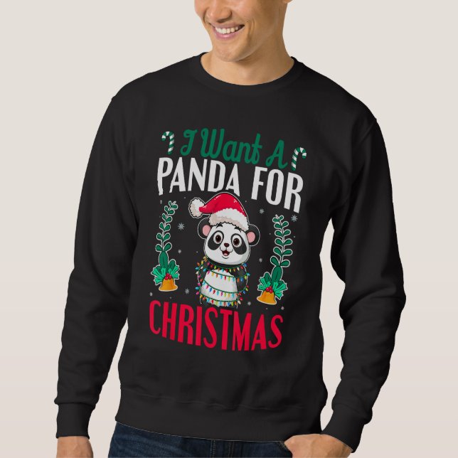 Sudadera Funny Santa Panda Lover - I Want A Panda For Chris (Anverso)