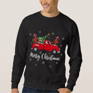 Sudadera Funny Santa Riding Cardinal Camión de árbol de Nav