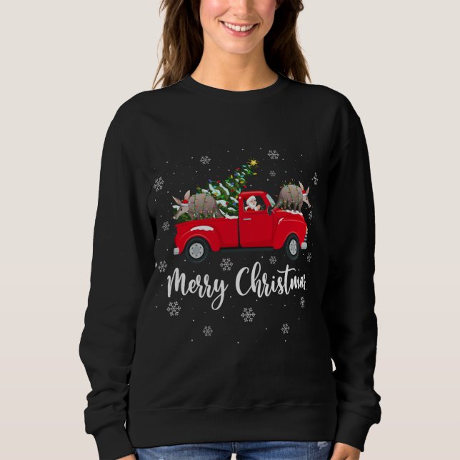 Sudadera Funny Santa Riding Christmas Tree Truck Aardvark C (Anverso)