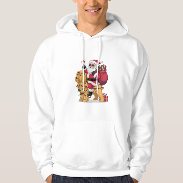 Sudadera Funny Santa Riding Goldendoodle Dog Navidades (Anverso)