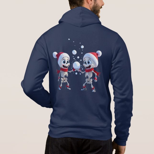 Sudadera Funny Santa Skeletons Having a Snowball Fight  (Reverso)