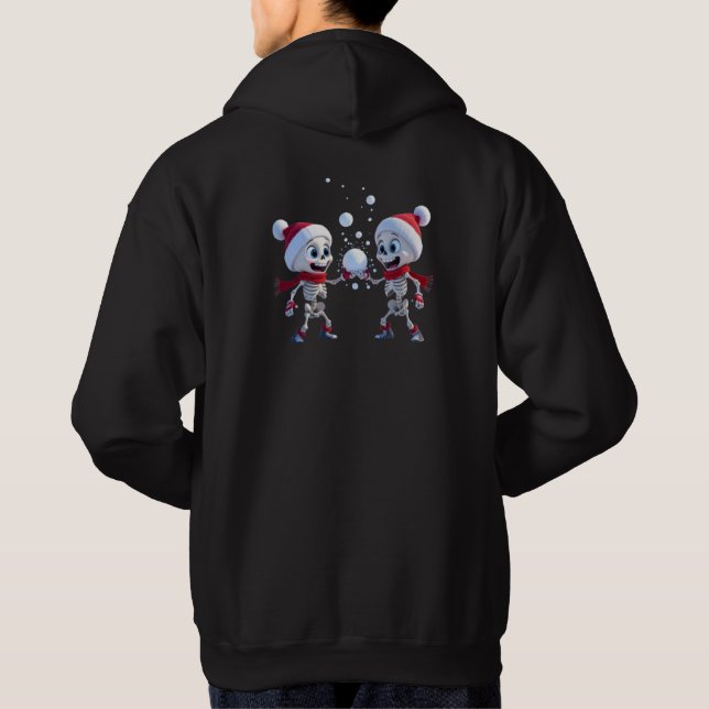 Sudadera Funny Santa Skeletons Having a Snowball Fight  (Reverso)