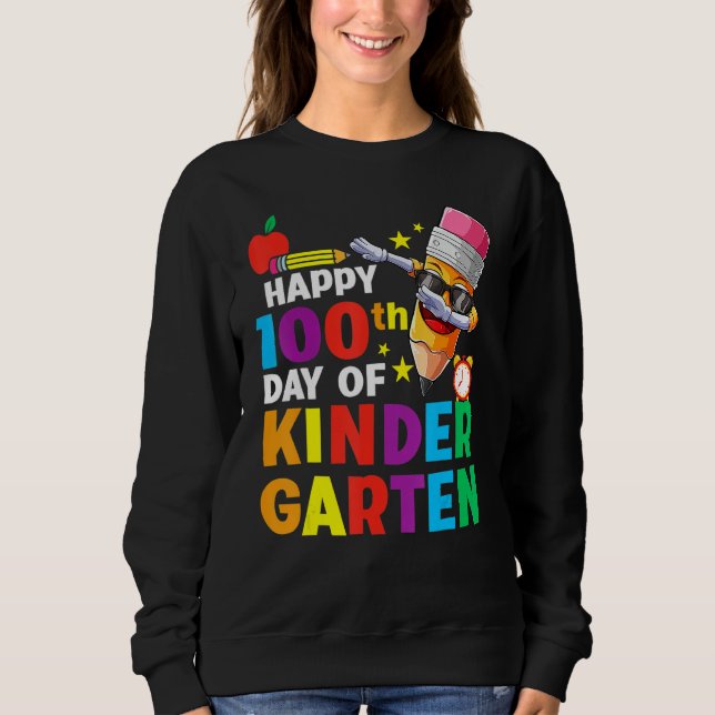 Sudadera Funny School Kids Dab Happy 100th Day Of Kindergar (Anverso)