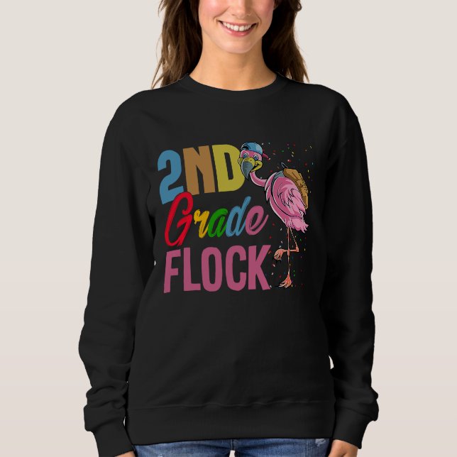 Sudadera Funny Second Grade Flock Pink Flamingo First Day O (Anverso)