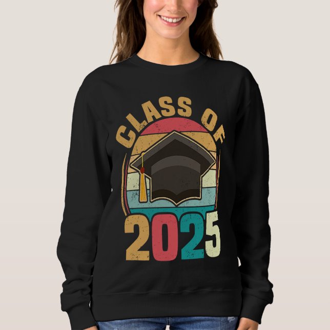 Sudadera Funny Senior Class Of 2025 Retro Graduation 2025 (Anverso)