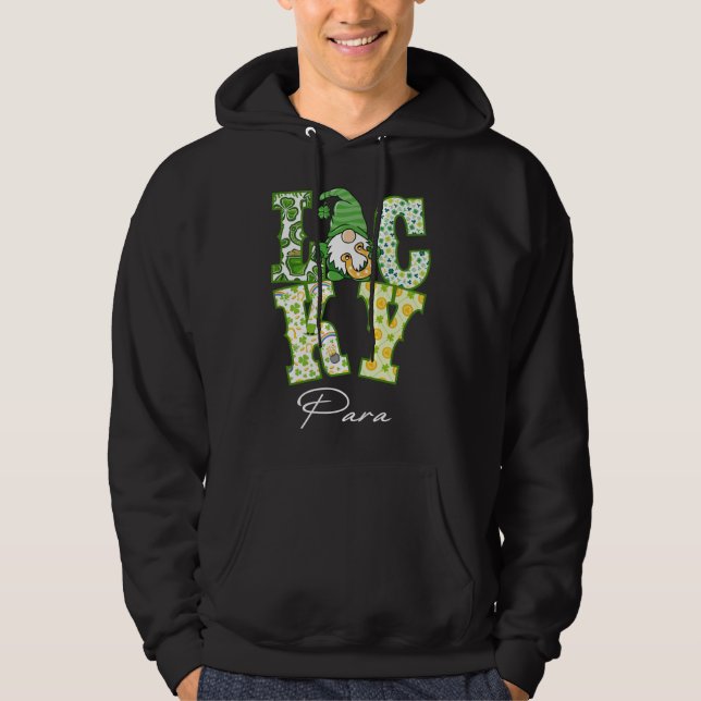 Sudadera Funny Shamrock Gnome Luck Para St Patricks Day Iri (Anverso)