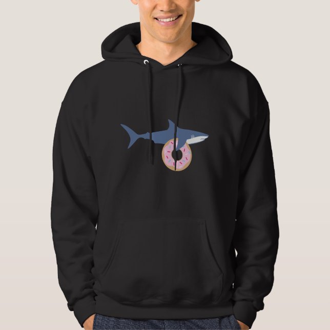 Sudadera Funny Shark Carrying Donut Cute Food Gift  (Anverso)