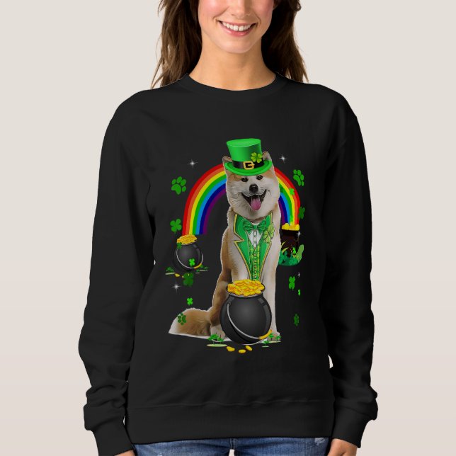 Sudadera Funny Shiba Inud Leprechaun Shamrock St Patrick (Anverso)