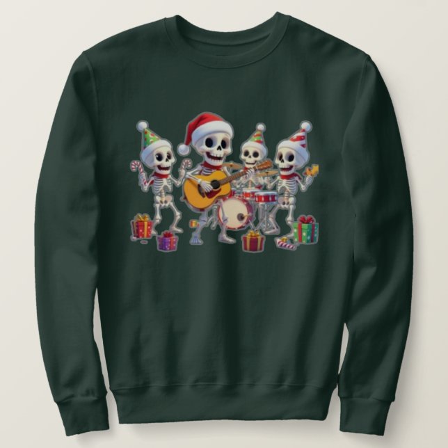 Sudadera Funny Skeleton Band Christmas & New Year – 3D Cart (Anverso del diseño)