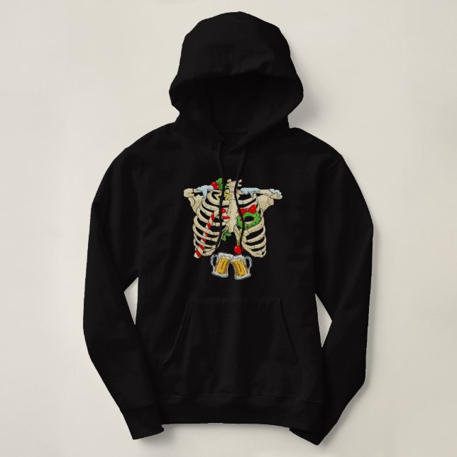 Sudadera Funny Skeleton Rib Cage Beer Ugly Christmas Sweate (Diseño del anverso)