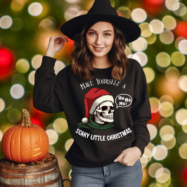 Sudadera Funny Skull Usando Navidades de Santa Hat Ho Ho Ho