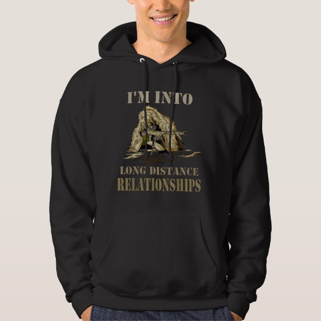 Sudadera Funny Sniper Camo Long Distance Relationship Gun L (Anverso)