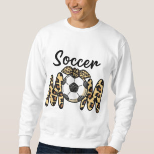 Sudadera Funny Soccer Mom Leopardo estampado con un arco