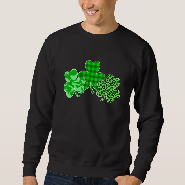 Sudadera Funny St Patricks Day Leopard Camouflage Plaid Sha (Anverso)