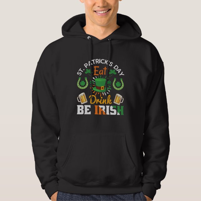 Sudadera Funny St.Patricks Day shenanigans eat drink be Iri (Anverso)
