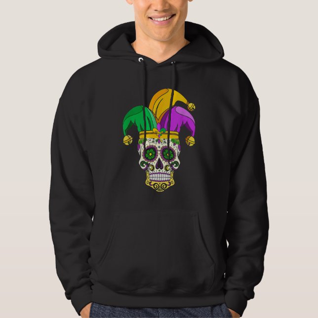 Sudadera Funny Sugar Skull Mardi Gras Party Apparel Men Wom (Anverso)