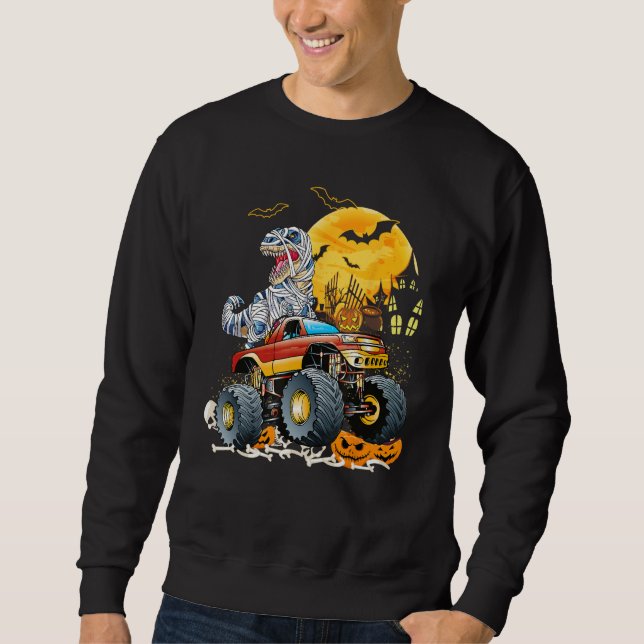 Sudadera Funny T Rex Saurus Riding Monster Truck Happy Hall (Anverso)
