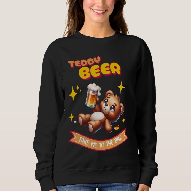 Sudadera Funny Teddy Beer Drinker Pub Bebiendo Alc Teddy Be (Anverso)