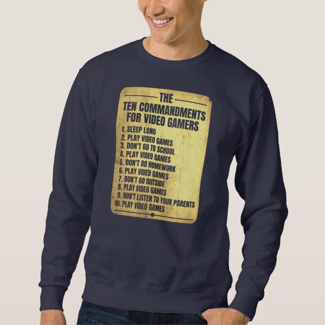 Sudadera Funny Ten Commandments For Video Gamers Boys (Anverso)