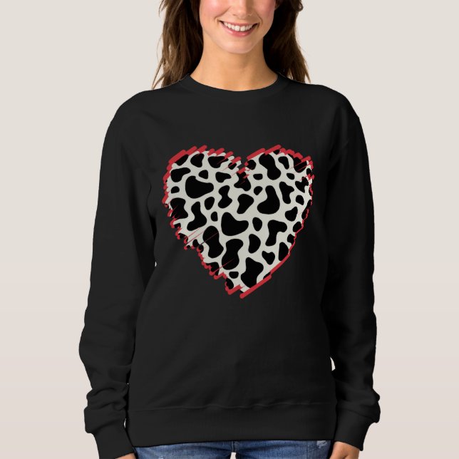 Sudadera Funny three Hearts Cow Pattern for Cow Lover-valen (Anverso)