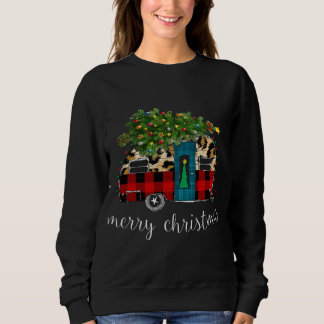 Sudadera Funny Truck Camping Camper Navidades Buffalo Plaid