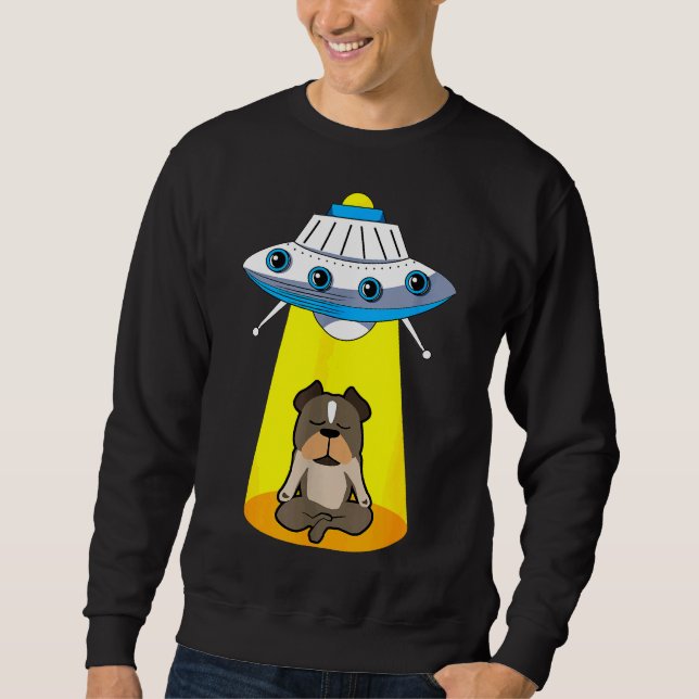 Sudadera Funny Ufo Alien Capturando Pitbull (Anverso)