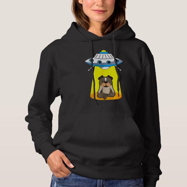 Sudadera Funny Ufo Alien Capturando Pitbull (Anverso)