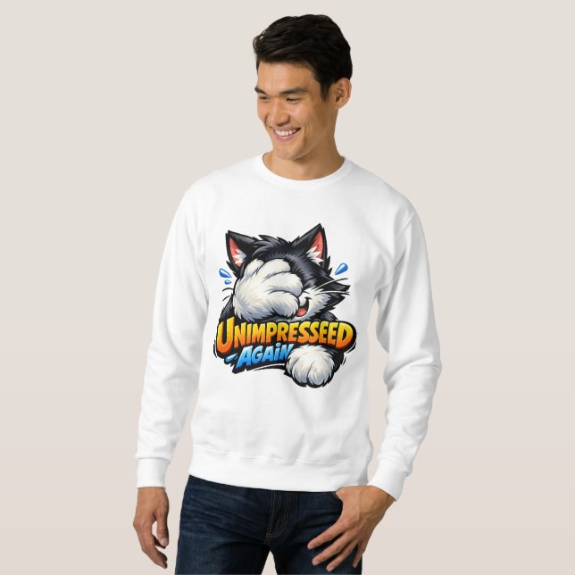 Sudadera Funny Unimpressed Cat Sweatshirt - Grumpy Meme (Anverso completo)