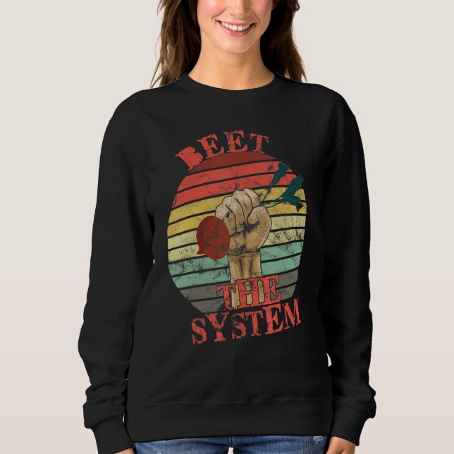 Sudadera Funny Vegan Beet the System Anarchy Retro Veganism (Anverso)