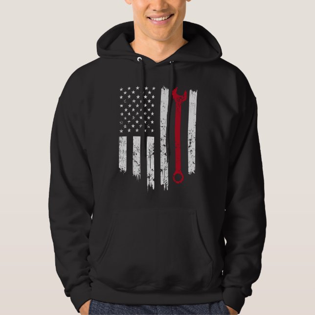 Sudadera Funny Vintage Mechanic Distressed American Flag Gi (Anverso)