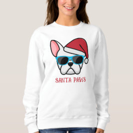 Sudadera Funny White Frenchie Santa Paws Navidades
