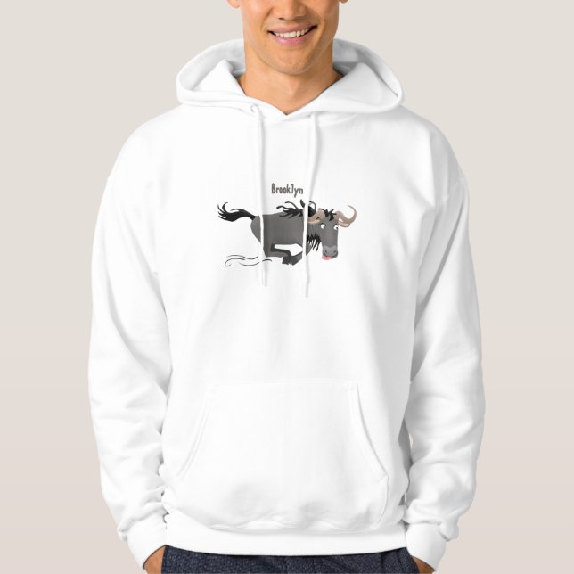 Sudadera Funny Wildebeest corriendo ilustracion personaliza (Anverso)
