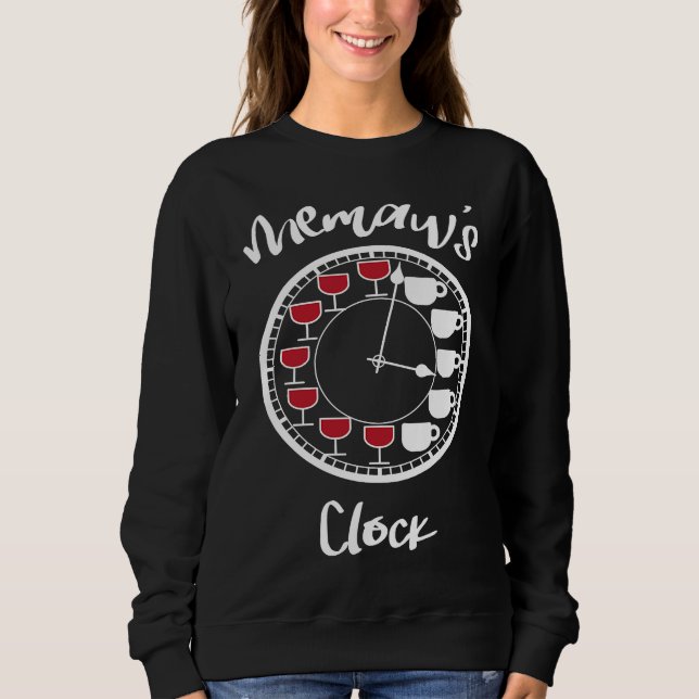 Sudadera Funny Wine and Coffee Tees for Women  Memaw's Cloc (Anverso)
