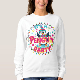 Sudadera Funny Winter Hoodie with Dancing Penguin & Holiday