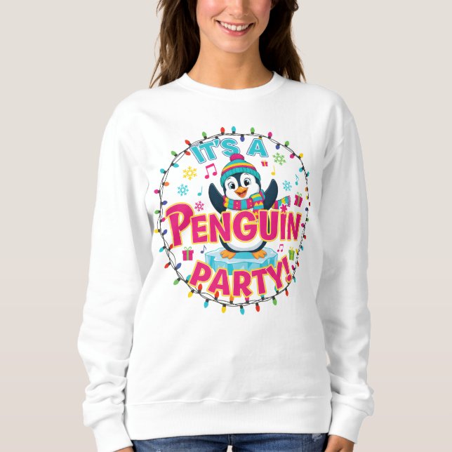 Sudadera Funny Winter Hoodie with Dancing Penguin & Holiday (Anverso)