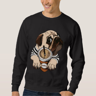 Sudadera Funy Pug y café camiseta de manga larga Unisex Tri