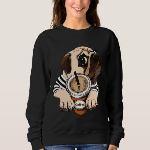 Sudadera Funy Pug y café camiseta de manga larga Unisex Tri