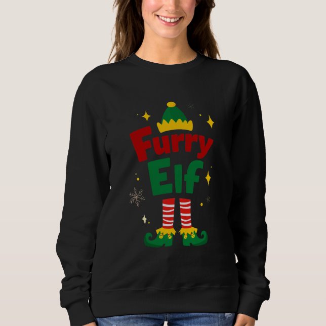 Sudadera Furry Elf Pet Family Christmas Design (Anverso)