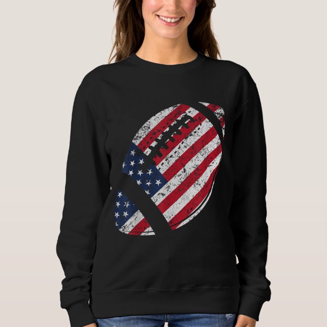 Sudadera Fútbol Americano 4 de julio Bandera Estadounidense (Anverso)