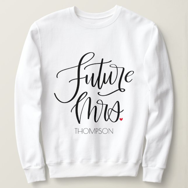 Sudadera Futur Sra. Monograma de Corazón Rojo Caligrafía Mo (Anverso del diseño)