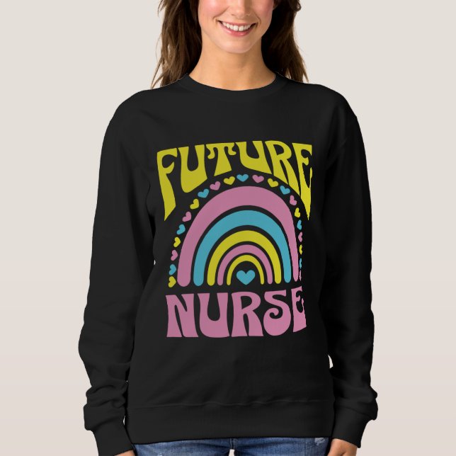 Sudadera Future Nurse Bright Retro Rainbow Nurses Training (Anverso)