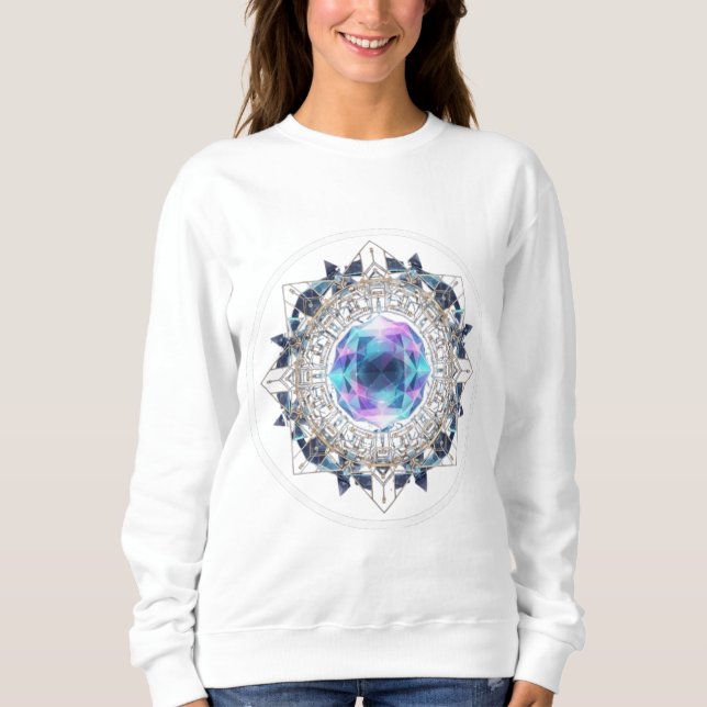 Sudadera Futuristic Crystal Mandala – Geometric Tech Art (Anverso)