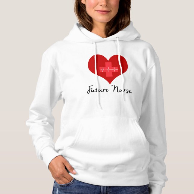 Sudadera Futuro enfermero - Corazón EKG Cruz Roja (Anverso)