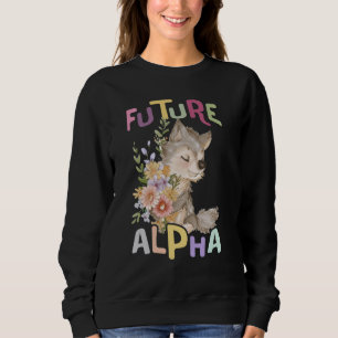 Sudadera futuro lobo alpha con flores tierno lobo animal