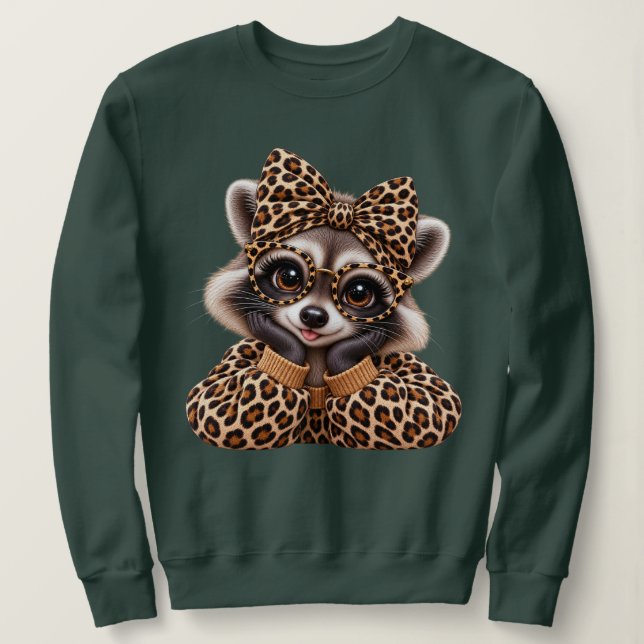 Sudadera Gafas de arco de impresión de leopardo de mapache  (Anverso del diseño)