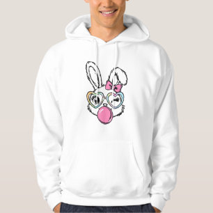 Sudadera Gafas de burbuja de chicle cara de conejito lindo 