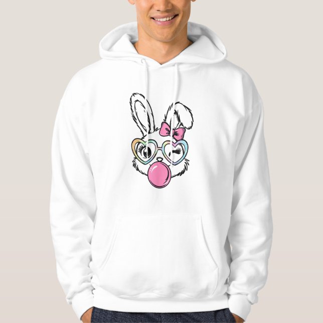 Sudadera Gafas de burbuja de chicle cara de conejito lindo  (Anverso)