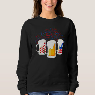 Sudadera Gafas De Cerveza 4 De Julio Fuego De Vino Azul Roj