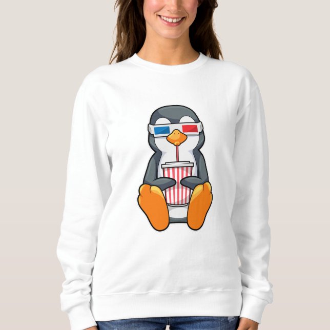 Sudadera Gafas de cine pingüino Taza de bebida (Anverso)