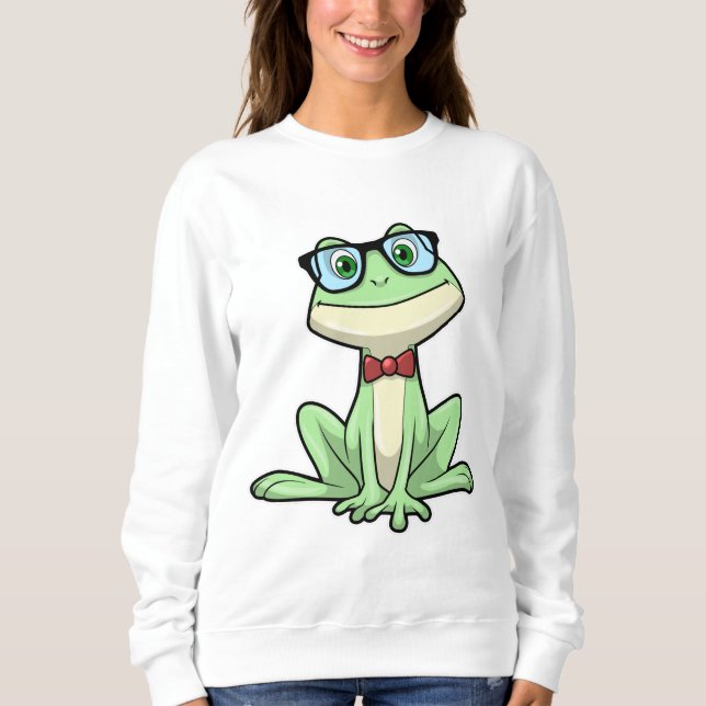 Sudadera Gafas de estudiante nerd de rana corbata (Anverso)